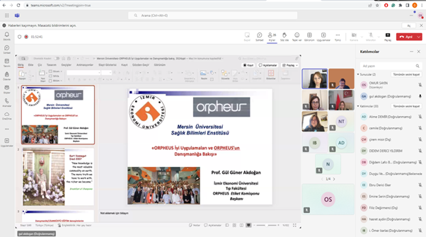 07 Mart 2025 tarihinde saat 10:30'da '' ORPHEUS ( Organisation for PhD training in Biomedicine and Health Sciences in the European System) İyi Uygulamaları ve Danışmanlığa Bakışı '' adlı çevrimiçi seminer gerçekleştirmiştir. detayı için tıklayınız
