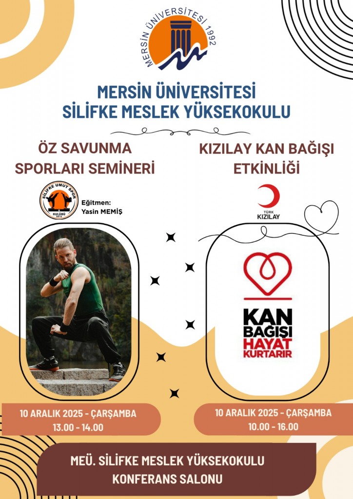 SAVUNMA SPORLARI SEMİNERİ / KIZILAY KAN BAĞIŞI ETKİNLİĞİ detayı için tıklayınız