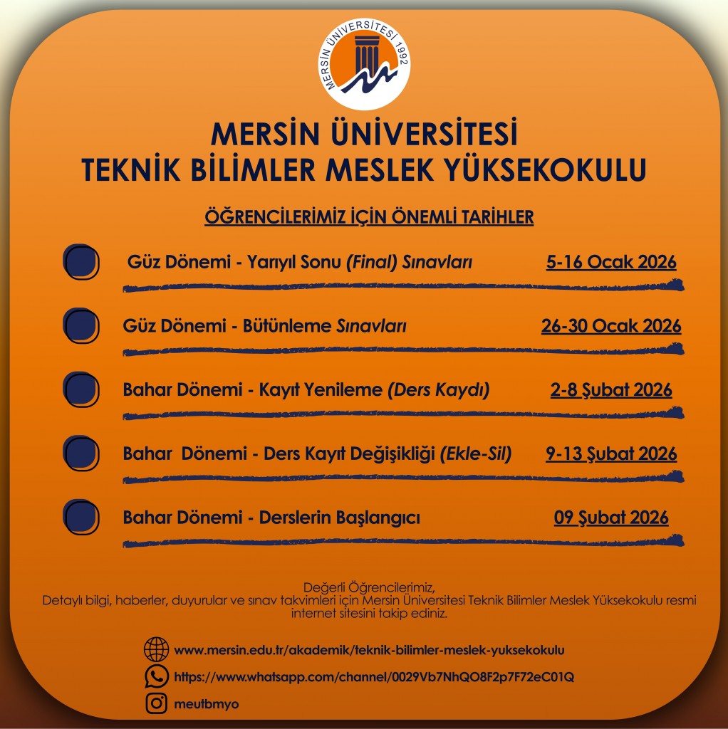 2025-2026 Eğitim &Ouml;ğretim Yılı G&uuml;z D&ouml;nemi Yarıyıl Sonu ve B&uuml;t&uuml;nleme Sınav Programları detayı için tıklayınız