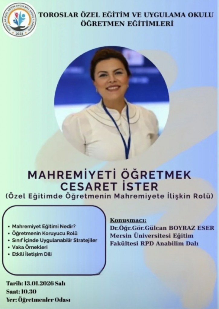 &Ouml;zel Eğitimde Mahremiyet Eğitiminin &Ouml;ğretmenlere &Ouml;ğretimi detayı için tıklayınız