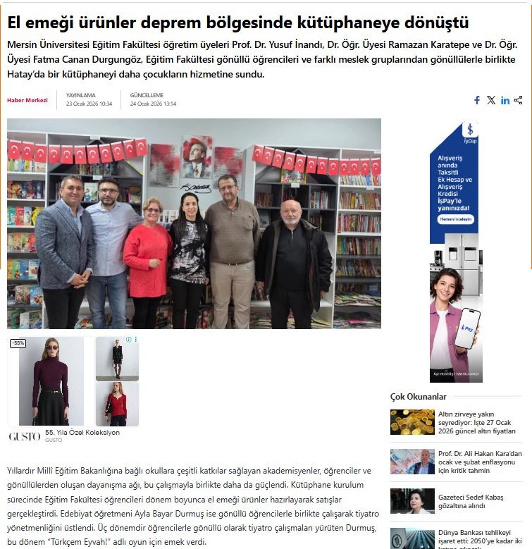 Fak&uuml;ltemiz &ouml;ğretim &uuml;yeleri ve &ouml;ğrencileri tarafından y&uuml;r&uuml;t&uuml;len proje ulusal basında yer aldı detayı için tıklayınız