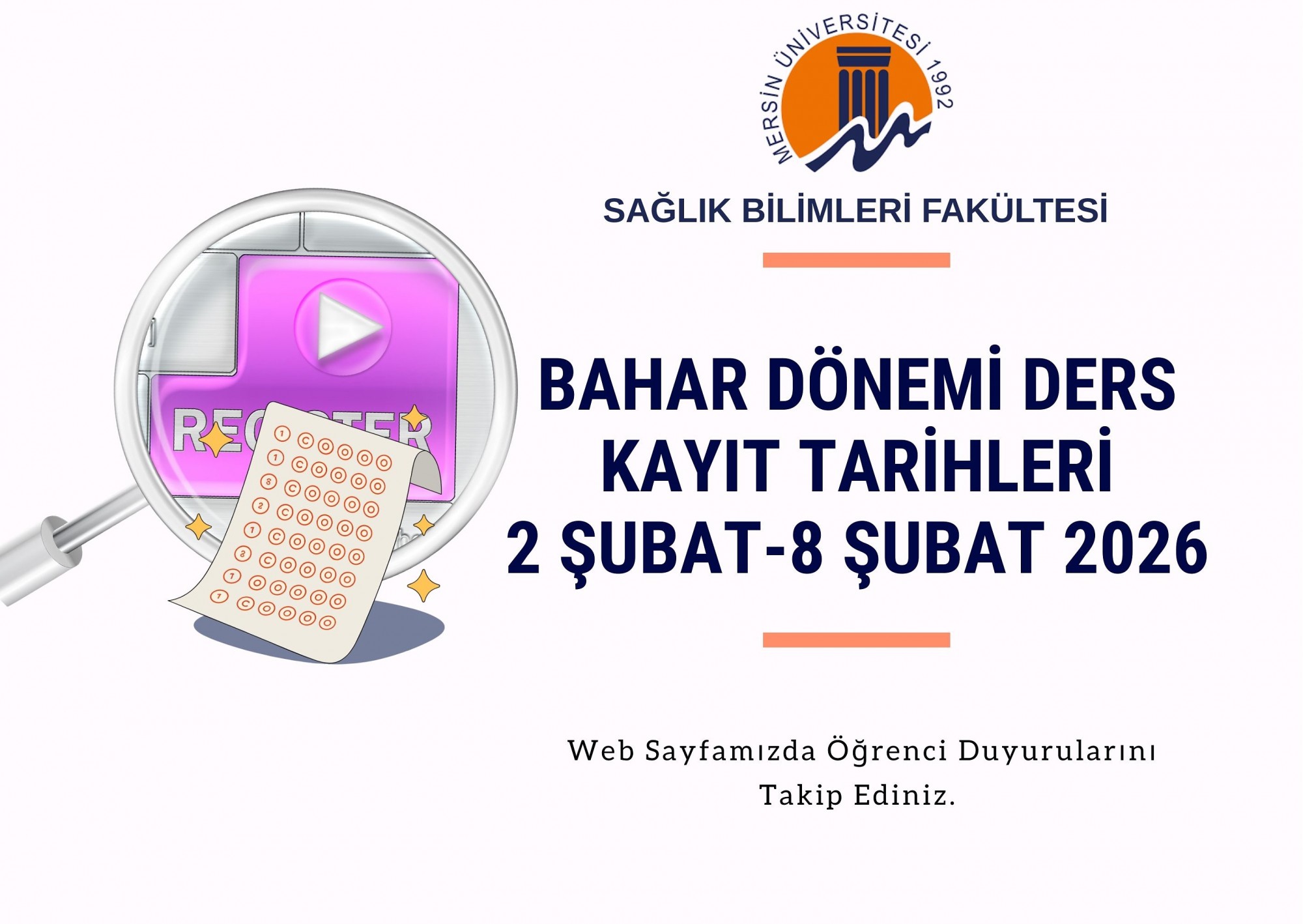 2025-2026 Bahar d&ouml;nemi ders kayıt tarihleri detayı için tıklayınız