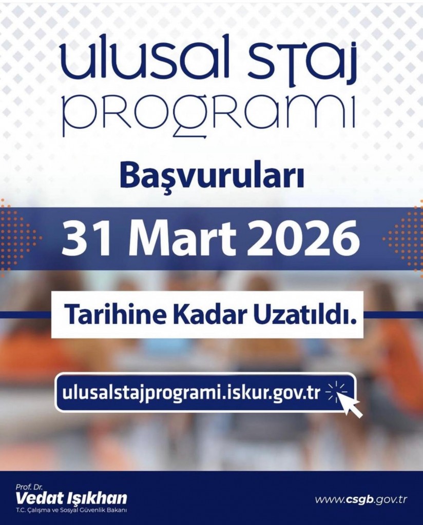 Ulusal Staj Programı Başvuruları Uzatıldı detayı için tıklayınız