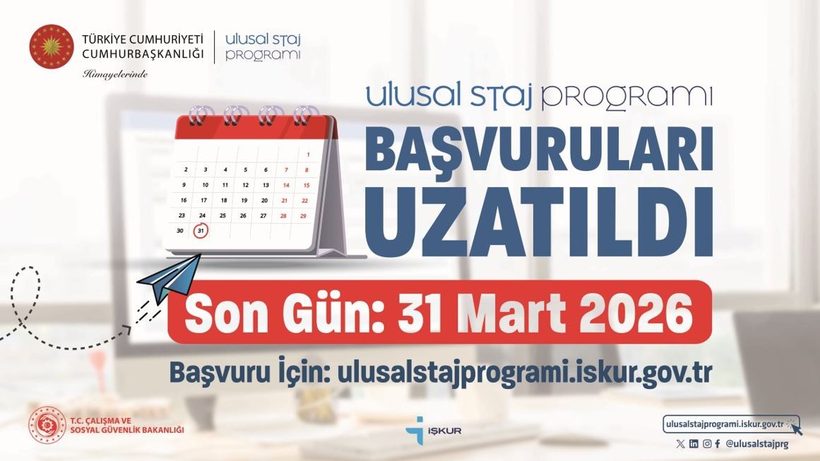 Ulusal Staj Programı Başvuruları Uzatıldı detayı için tıklayınız