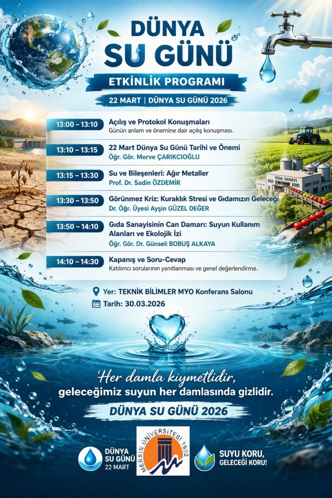 Tbmyo Gıda İşleme B&ouml;l&uuml;m&uuml;nden Anlamlı Etkinlik: &ldquo; Gıda Sanayisinde Suyun Rol&uuml; ve Geleceği&rdquo; detayı için tıklayınız