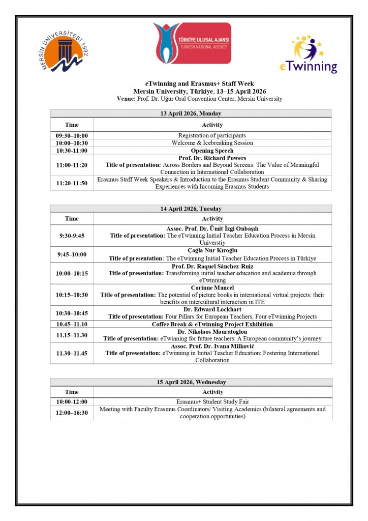 &ldquo; Erasmus+ Staff Week & Etwinning Meeting &rdquo; Programı detayı için tıklayınız