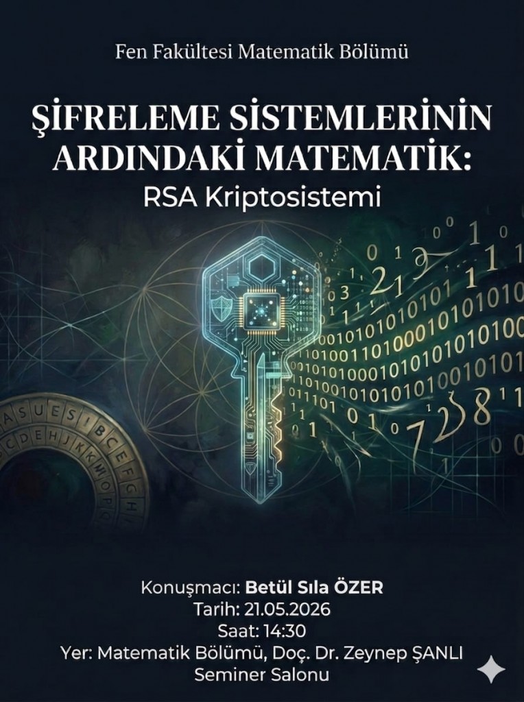 Şifreleme Sistemlerinin Ardındaki Matematik: Rsa Kriptosistemi (SEMİNER) detayı için tıklayınız