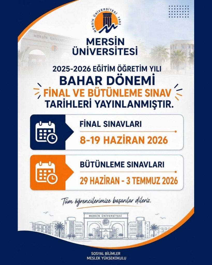 2025-2026 Eğitim &Ouml;ğretim Yılı Bahar D&ouml;nemi Final (yarıyıl Sonu ) Sınav Programı detayı için tıklayınız
