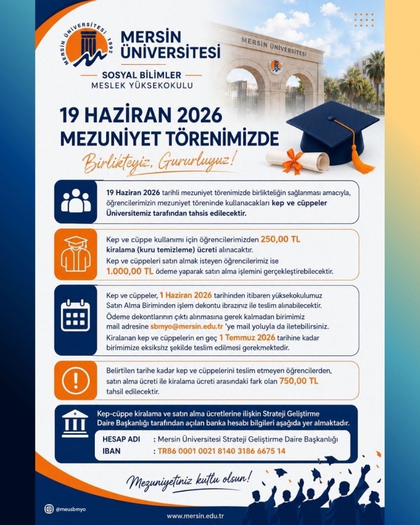 Mezuniyet Kep ve C&uuml;ppe Teslim ve İade S&uuml;reci Hakkında detayı için tıklayınız