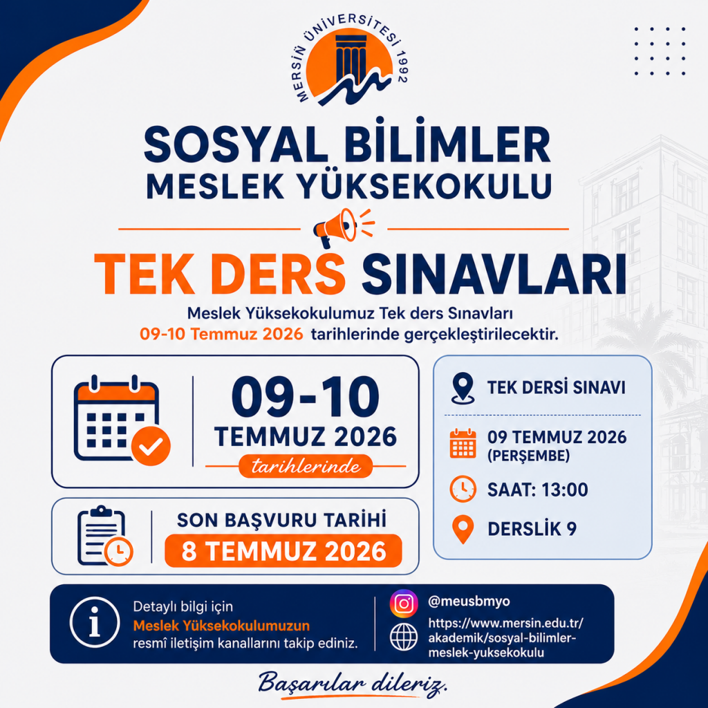 2025-2026 Bahar D&ouml;nemi Tek Ders Sınavına Girme Hakkı Bulunan &Ouml;ğrenci Listesi Yayınlanmıştır detayı için tıklayınız