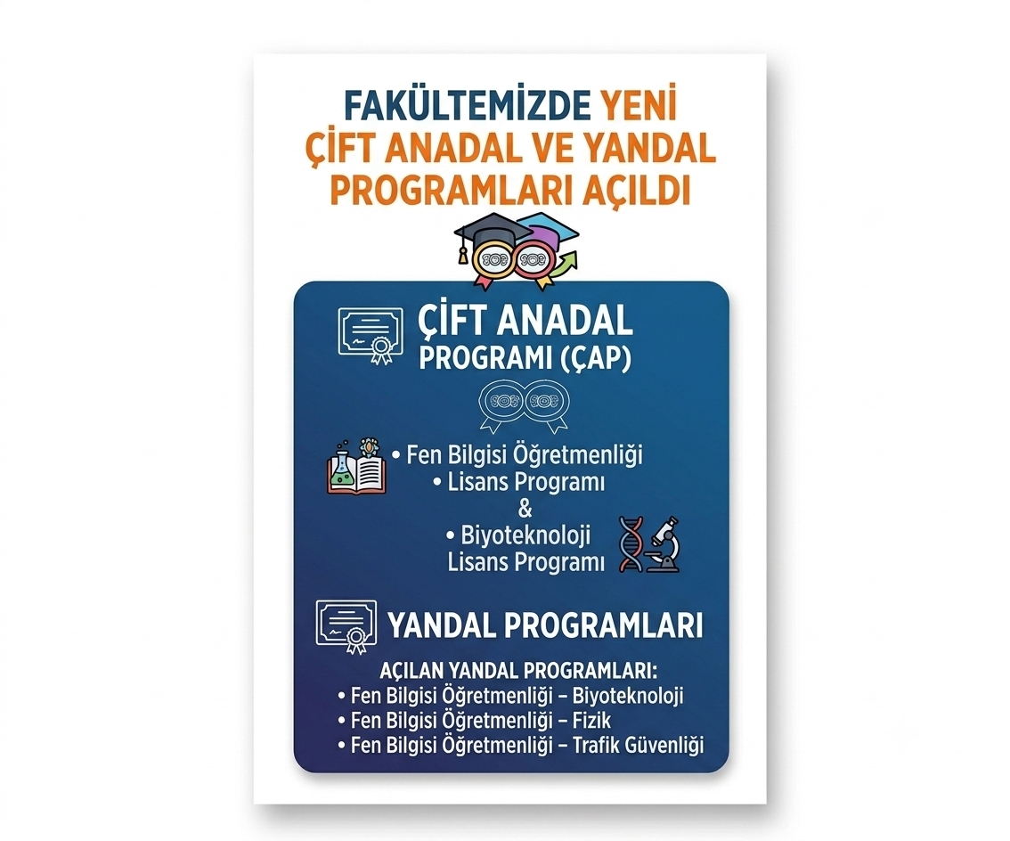 Fak&uuml;ltemizde Yeni &Ccedil;ift Anadal ve Yandal Programları A&ccedil;ıldı detayı için tıklayınız