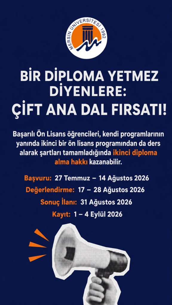 2026-2027 Eğitim &Ouml;ğretim Yılı &Ccedil;ift Ana Dal Programları Başvuruları Hakkında detayı için tıklayınız