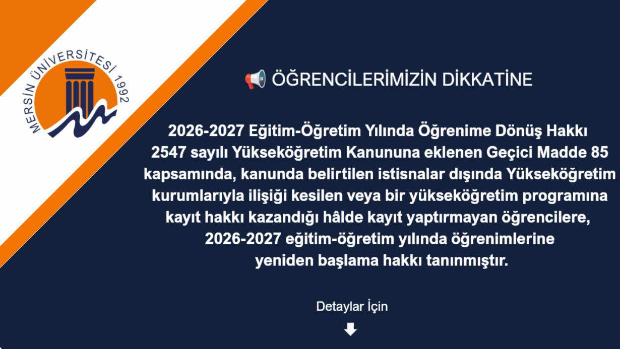2547 Sayılı Kanun Ge&ccedil;ici 85. Madde Kapsamında &Ouml;ğrenci Affı Duyurusu (2026) detayı için tıklayınız